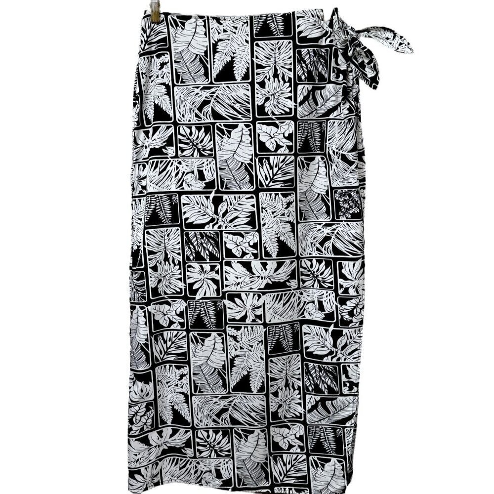 Vintage Talbots Long Skirt Size 10 Cotton Black White Coverup Midi Maxi NWT